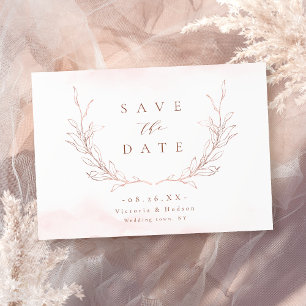 Roos goudbruine elegantie botanische bladeren brui save the date