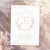 Roos goudbruine elegantie botanische bruiloft save the date
