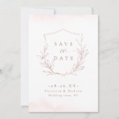 Roos goudbruine elegantie botanische bruiloft save the date (Voorkant)