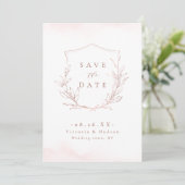 Roos goudbruine elegantie botanische bruiloft save the date (Staand voorkant)