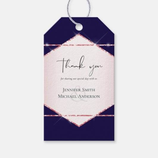 Roos goudbruine Folie Cadeaulabel (Voorkant)