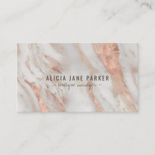 Roos goudbruine marmer boutique manager visitekaartje (Voorkant)