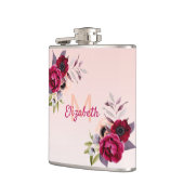 Roos goudbruine roemeense bloemen monogram heupfles (Links)