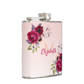 Roos goudbruine roemeense bloemen monogram heupfles (Rechts)