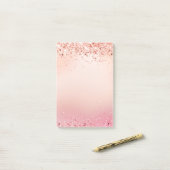 Roos goudbruine roze glitter post-it® notes (Op bureau)