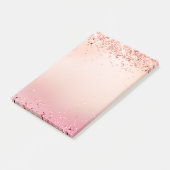 Roos goudbruine roze glitter post-it® notes (Schuin)