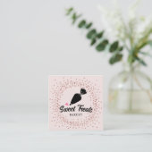 Roos goudConfetti Vierkante Visitekaartje (Staand voorkant)