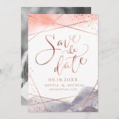 Roos gouddagochtend Waterverf Geometrische kalligr Save The Date (Voorkant / Achterkant)