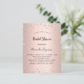 Roos gouddiamant glamoureus vrijgezellenfeest briefkaart (Staand voorkant)