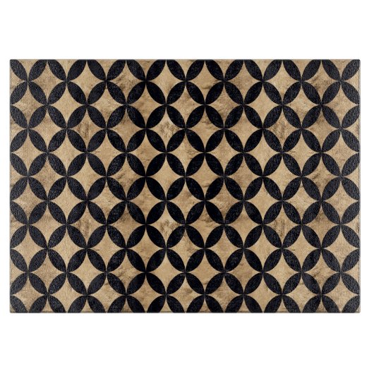 Roos gouddiamantcirkel op zwarte achtergrond snijplank (Voorkant)