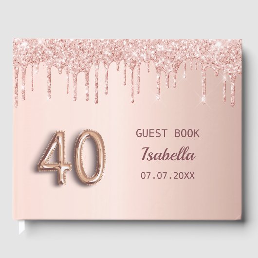 Roos gouddruppels 40e geboortedag gastenboek (Voorkant)