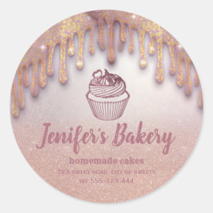Roos gouddruppels Homemade cupcakes and sweets Cla Ronde Sticker