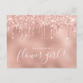 Roos gouddruppels worden mijn bloemmeisje uitnodiging briefkaart (Voorkant)