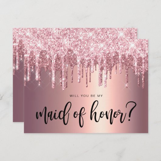 Roos gouddruppels zullen je mijn eerbewijs zijn uitnodiging briefkaart (Voorkant / Achterkant)