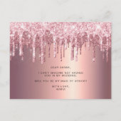 Roos gouddruppels zullen je mijn eerbewijs zijn uitnodiging briefkaart (Achterkant)