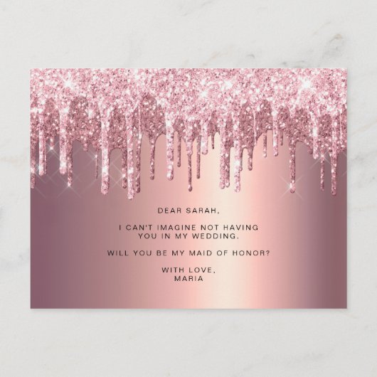 Roos gouddruppels zullen je mijn eerbewijs zijn uitnodiging briefkaart (Achterkant)