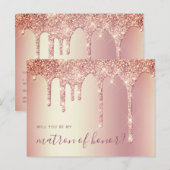 Roos gouddruppels zullen mijn eerwraak zijn uitnodiging briefkaart (Voorkant / Achterkant)