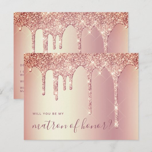 Roos gouddruppels zullen mijn eerwraak zijn uitnodiging briefkaart (Voorkant / Achterkant)