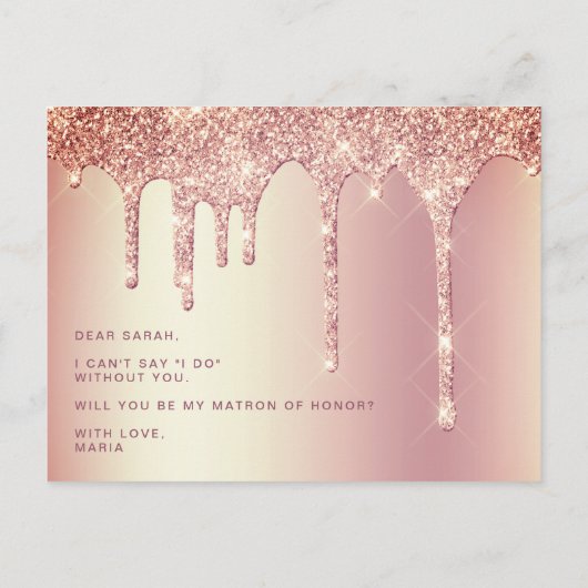 Roos gouddruppels zullen mijn eerwraak zijn uitnodiging briefkaart (Achterkant)