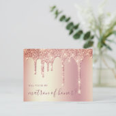 Roos gouddruppels zullen mijn eerwraak zijn uitnodiging briefkaart (Staand voorkant)