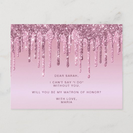 Roos gouddruppels zullen mijn eerwraak zijn uitnodiging briefkaart (Achterkant)