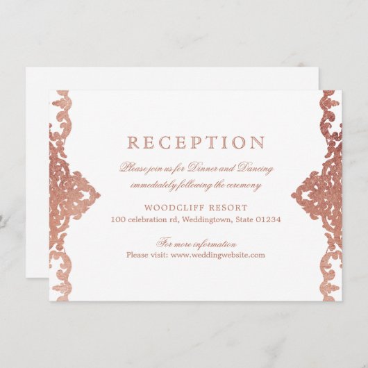 Roos goudelegant  bruiloft kaart (Voorkant / Achterkant)