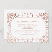 Roos goudelegant huwelijksverblijf informatiekaartje (Voorkant / Achterkant)