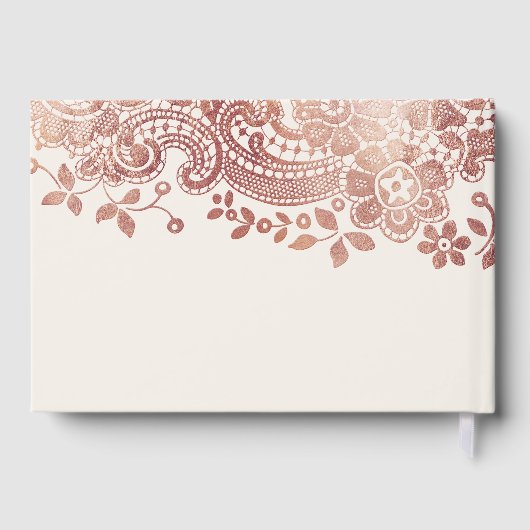 Roos goudelegant  lace bruiloft gastboek gastenboek (Achterkant)