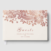 Roos goudelegant  lace bruiloft gastboek gastenboek (Voorkant)