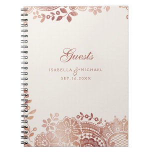 Roos goudelegant  lace bruiloft gastboek notitieboek