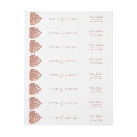 Roos goudelegant retouradres bruiloft (Vel)