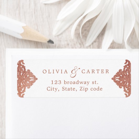 Roos goudelegant retouradres bruiloft etiket (Insitu)