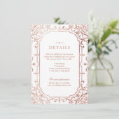 Roos goudelegant vintage trouwgegevens informatiekaartje (Staand voorkant)