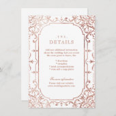 Roos goudelegant vintage trouwgegevens informatiekaartje (Voorkant / Achterkant)
