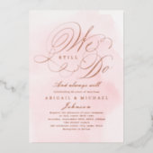 Roos goudelegante klassieke kalligrafie DIE WE NOG Folie Uitnodiging (Voorkant)