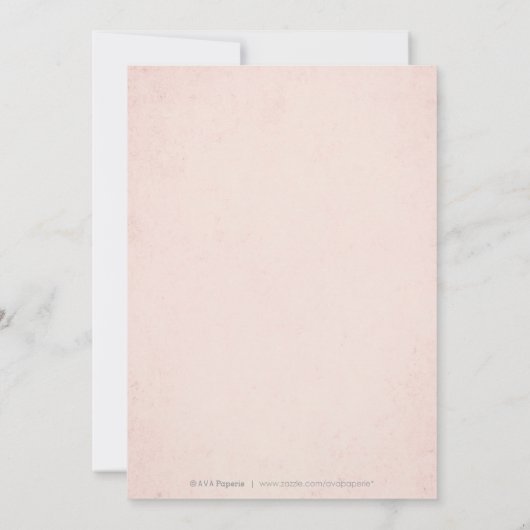 Roos goudelegante lace bruiloft met uitzondering v save the date (Achterkant)