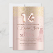 Roos goudelegantie, zoete zestien uitnodiging (Voorkant)