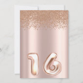 Roos goudelegantie, zoete zestien uitnodiging (Achterkant)