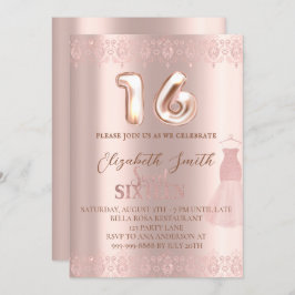 Roos goudelegantie, zoete zestien uitnodiging