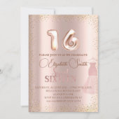 Roos goudelegantie, zoete zestien uitnodiging (Voorkant)