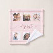 Roos gouden aangepaste fotocollage-monogram bad handdoek (Wasdoekje)