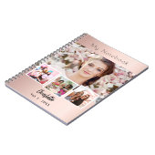Roos gouden aangepaste fotocollage notitieboek (Linkerzijde)