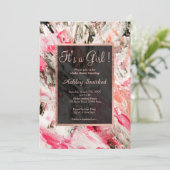 Roos gouden acryl penseelstreken meisje baby showe kaart (Staand voorkant)