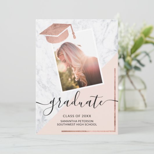 Roos gouden afstuderen afstuderen kaart (Staand voorkant)