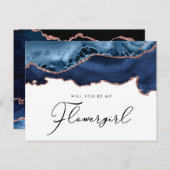 roos gouden agate van de marine ben je mijn bloeme uitnodiging briefkaart (Voorkant / Achterkant)