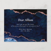 roos gouden agate van de marine ben je mijn bloeme uitnodiging briefkaart (Achterkant)