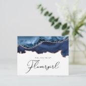 roos gouden agate van de marine ben je mijn bloeme uitnodiging briefkaart (Staand voorkant)