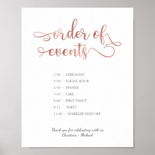 roos gouden agenda Wedding Sign Poster (Voorkant)