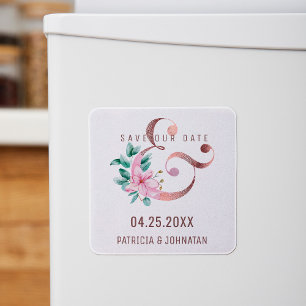 Roos gouden ampersand bloemenbruiloft opslaan van magneet