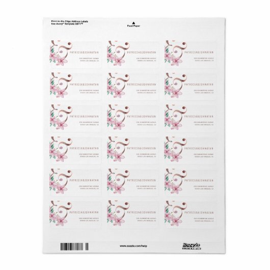 Roos gouden ampersand roze groen bloemenbruiloft etiket (Full Sheet)